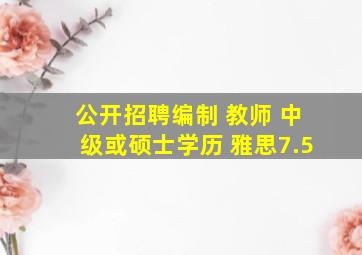 公开招聘编制 教师 中级或硕士学历 雅思7.5